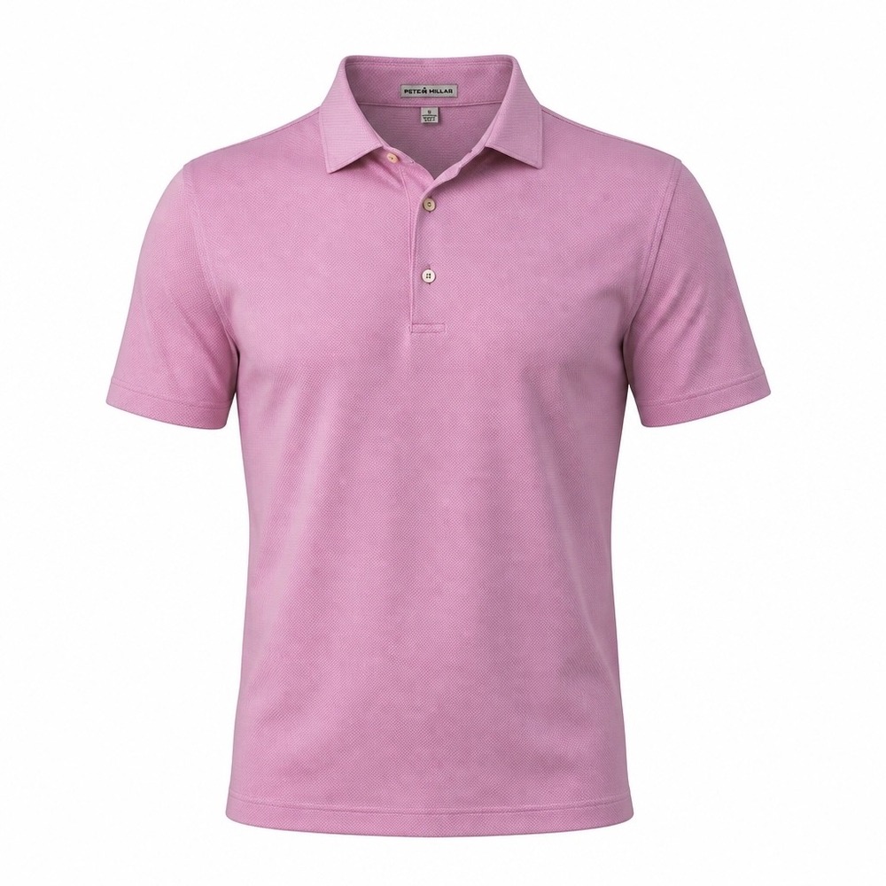 Peter Millar Mens XL Pink Micro Dot Cotton Short Sleeve Golf‎ Polo Shirt